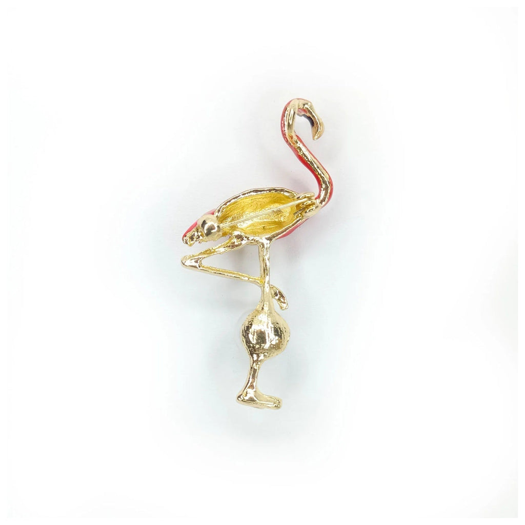 53mm Inlaid Rhinestone Flamingo Brooch Pin Backed