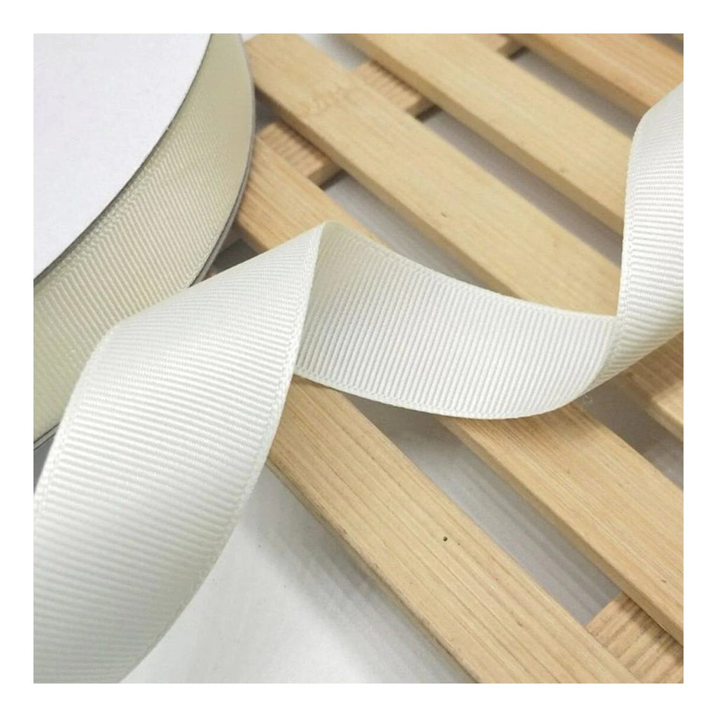 5m Polyester Ribbon 40mm – White, Yellow, Pink or Red – Off White 40mm