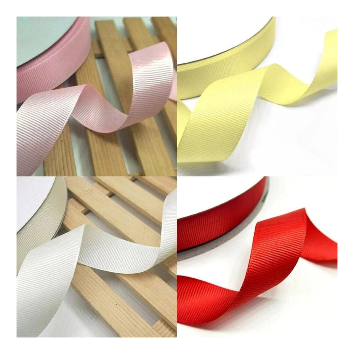 5m Polyester Ribbon 40mm – White, Yellow, Pink or Red