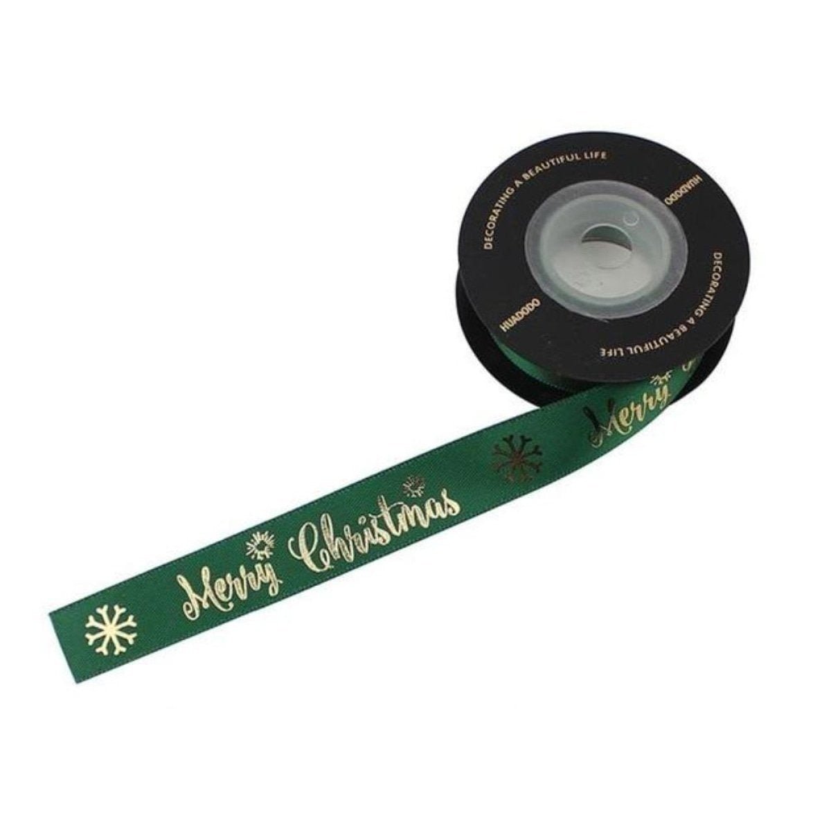Merry Christmas Gift Wrapping Ribbons Gold Silver 16mm – 16mm Green