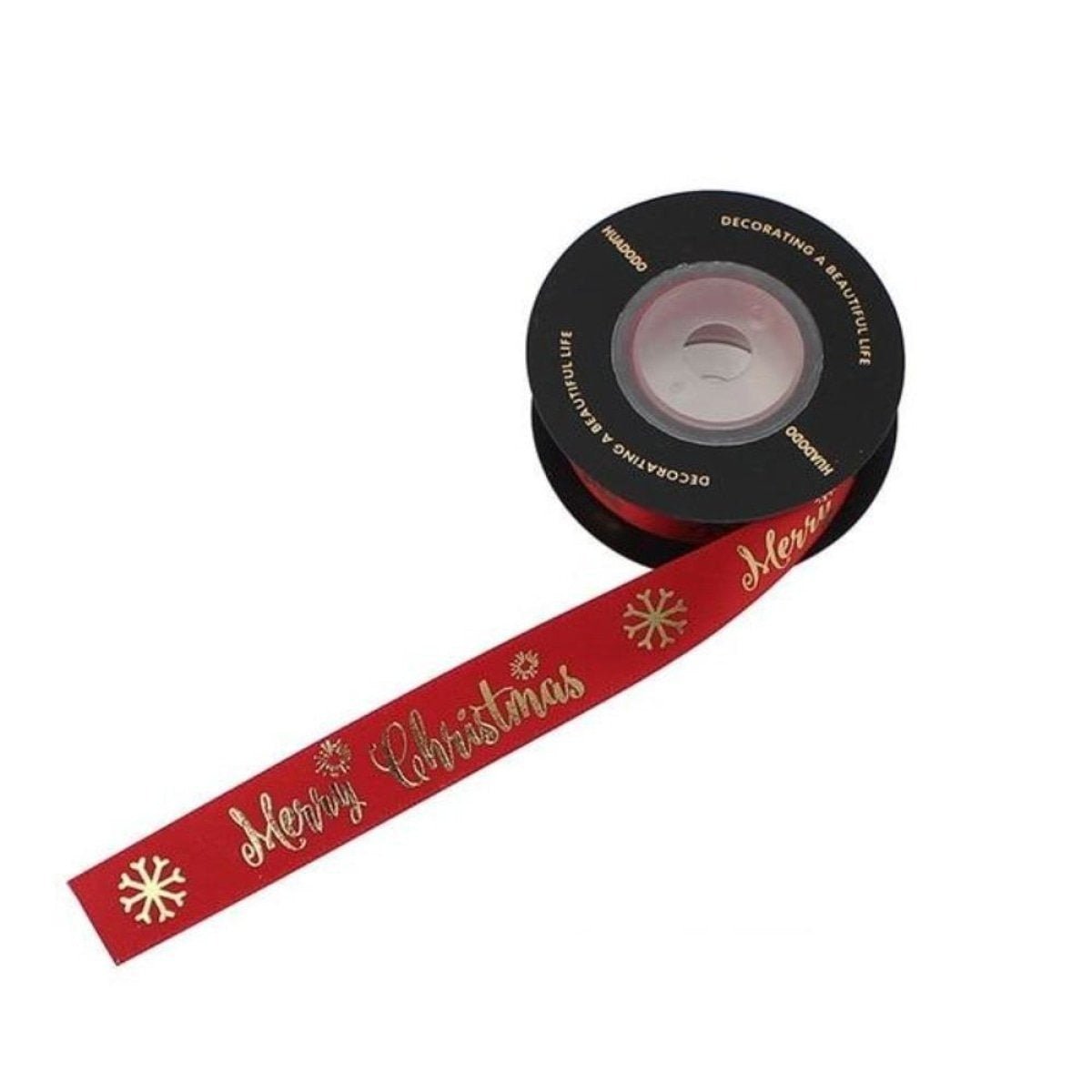 Merry Christmas Gift Wrapping Ribbons Gold Silver 16mm – 16mm Red