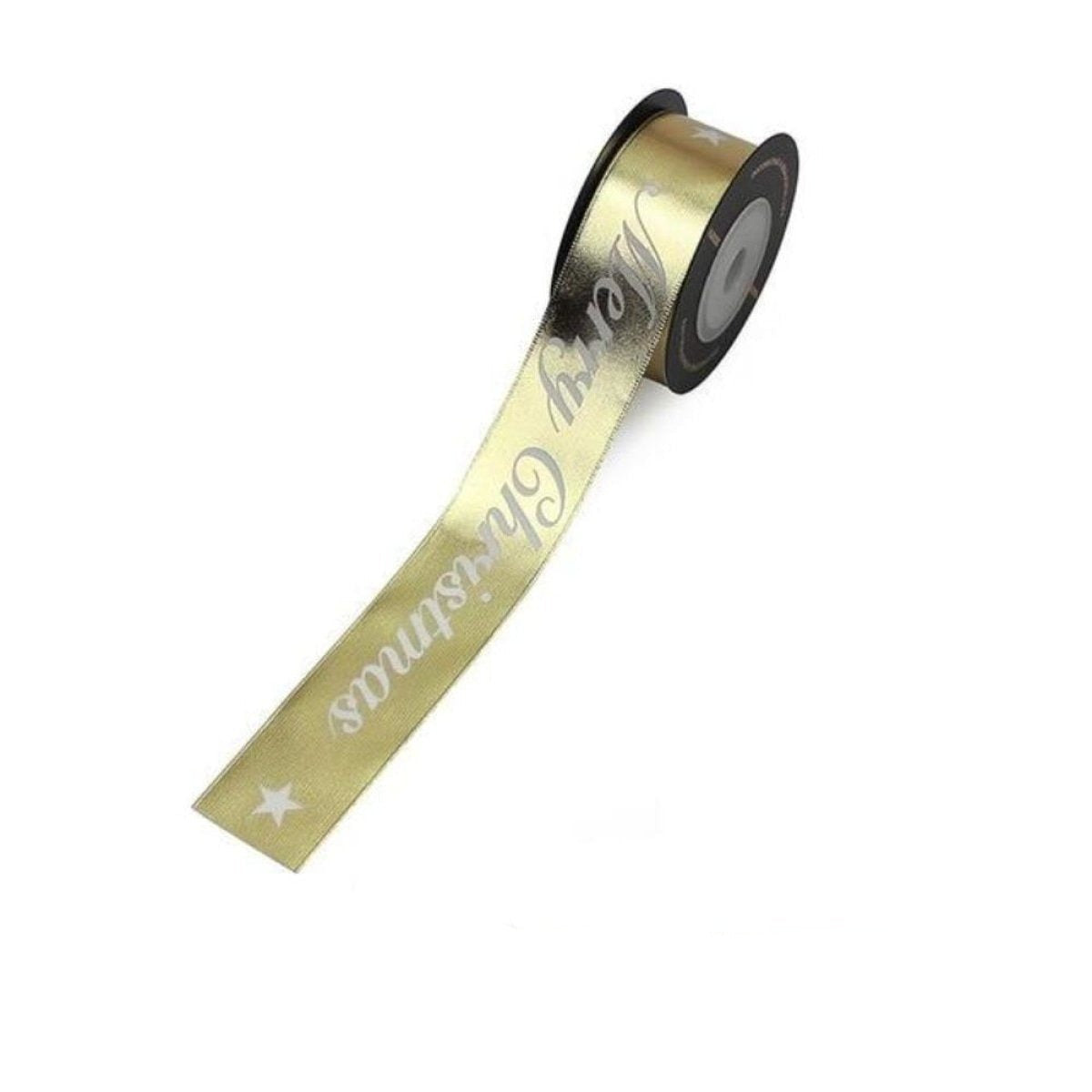 Merry Christmas Gift Wrapping Ribbons Gold Silver 16mm – 25mm Gold