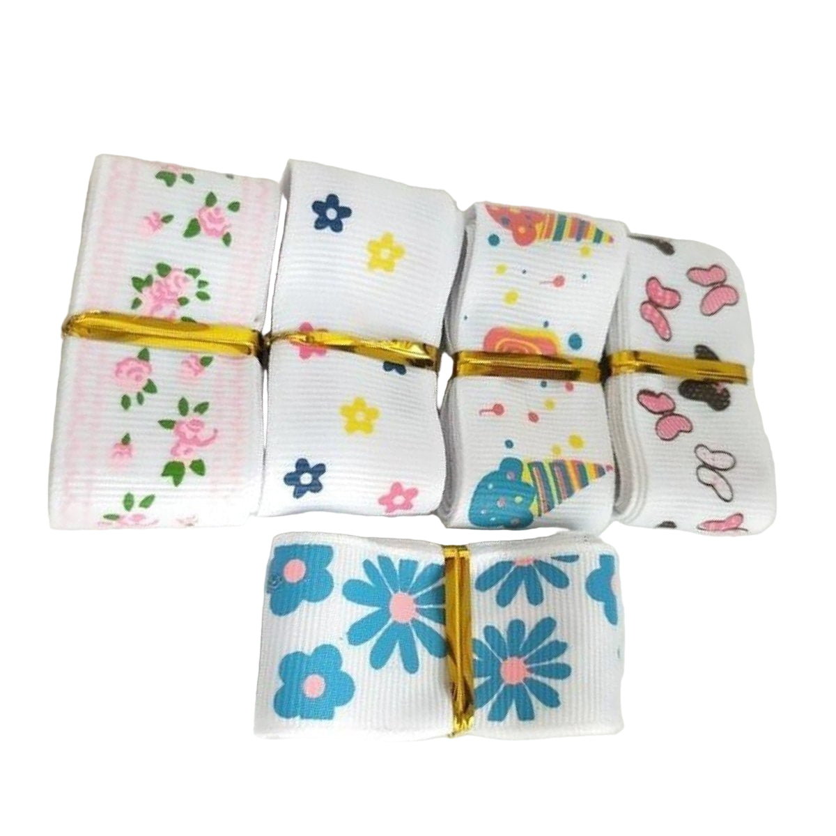 5m Mixed Grosgrain Hair Ribbons 25mm Decorative Patterns – D