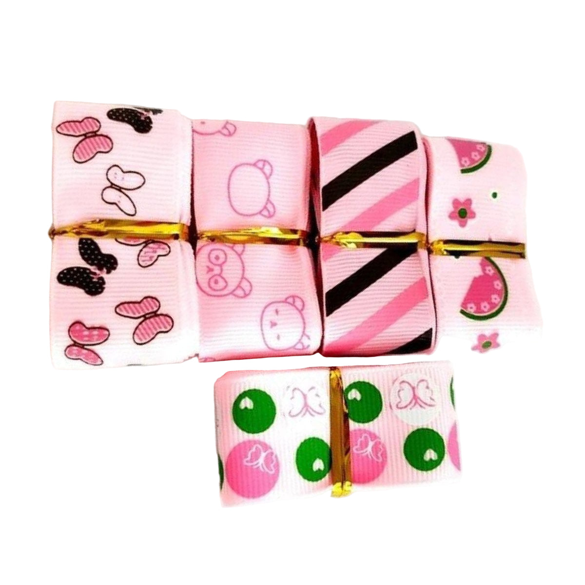 5m Mixed Grosgrain Hair Ribbons 25mm Decorative Patterns – E