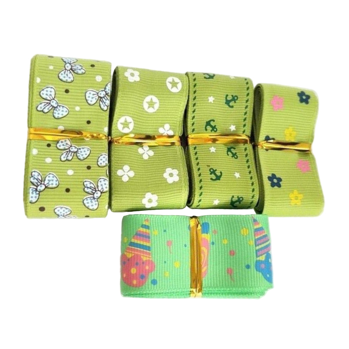 5m Mixed Grosgrain Hair Ribbons 25mm Decorative Patterns – H