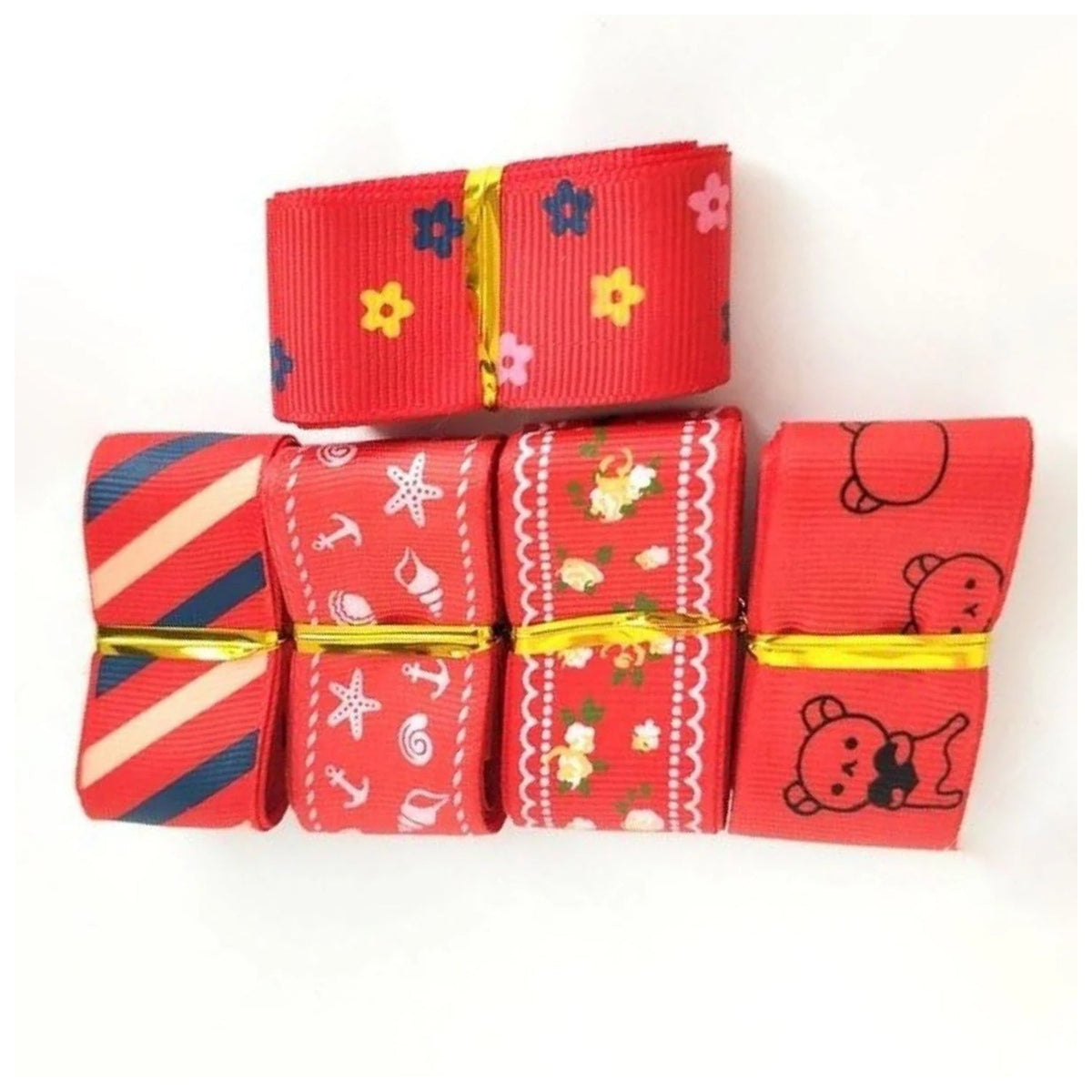 5m Mixed Grosgrain Hair Ribbons 25mm Decorative Patterns – M
