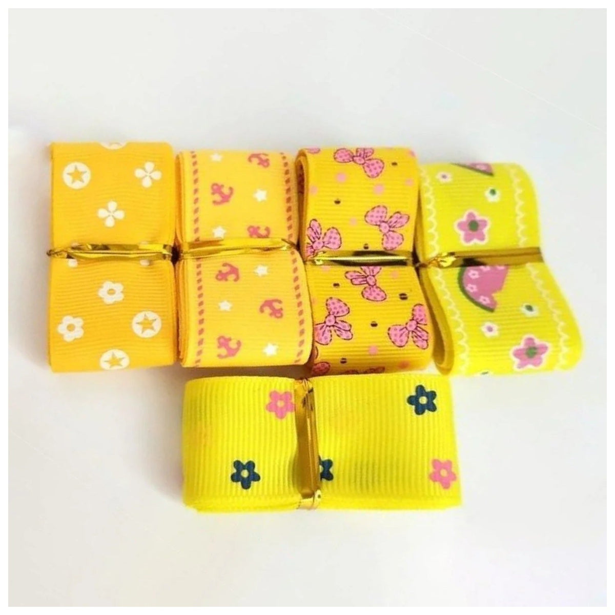 5m Mixed Grosgrain Hair Ribbons 25mm Decorative Patterns – Q