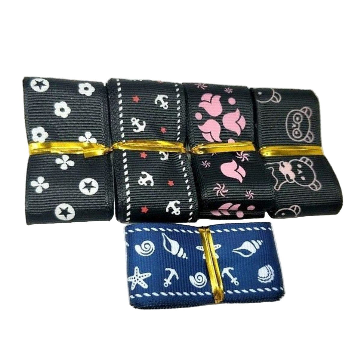 5m Mixed Grosgrain Hair Ribbons 25mm Decorative Patterns – T