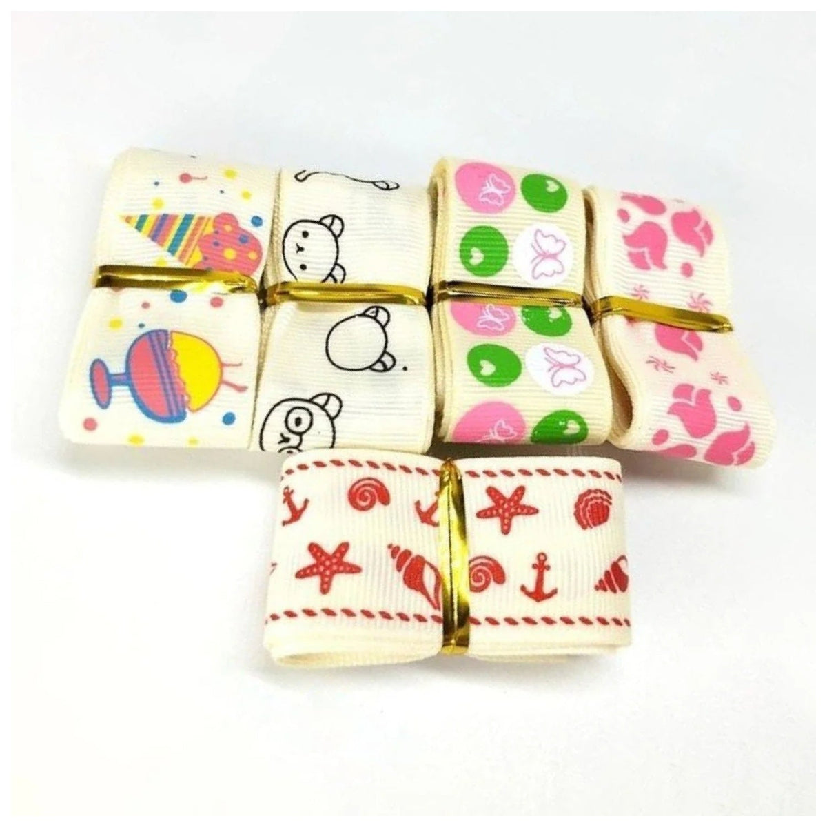 5m Mixed Grosgrain Hair Ribbons 25mm Decorative Patterns – V