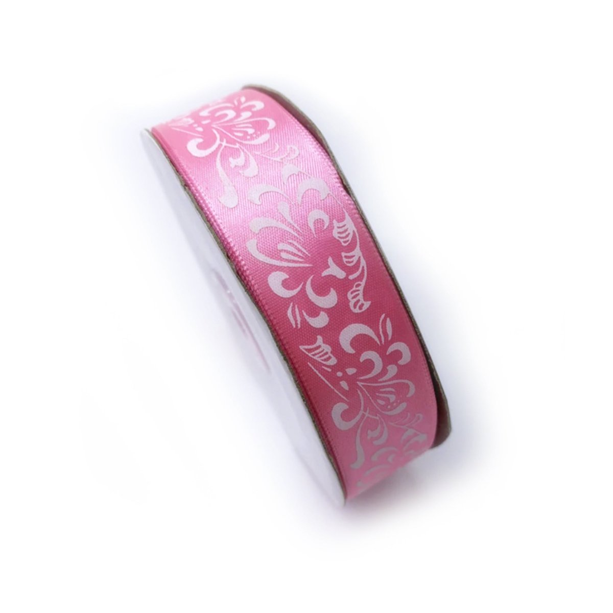 5m Polyester Ribbon 25mm Mixed Colours Pack – White on Dark Pink