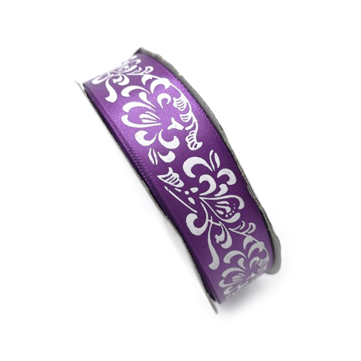 5m Polyester Ribbon 25mm Mixed Colours Pack – White on Dark Purple
