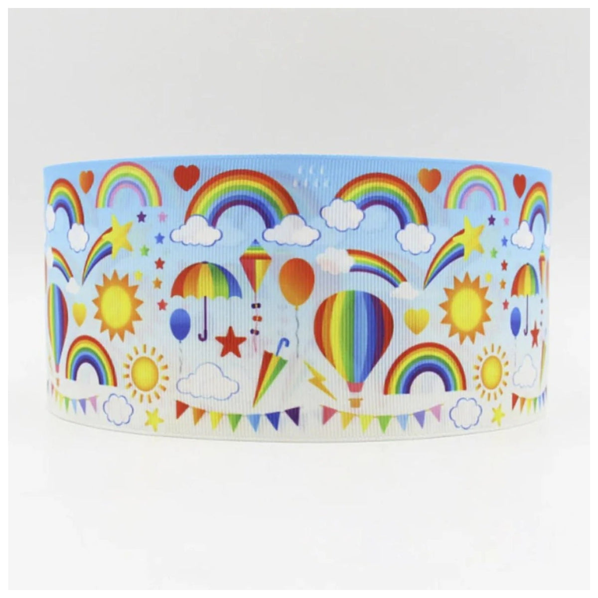 5m 75mm Rainbow Printed Crosgrain Ribbon for Hair Ties