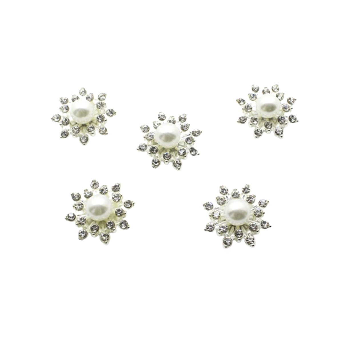 5pcs 16mm Alloy Pearl Rhinestone Buttons