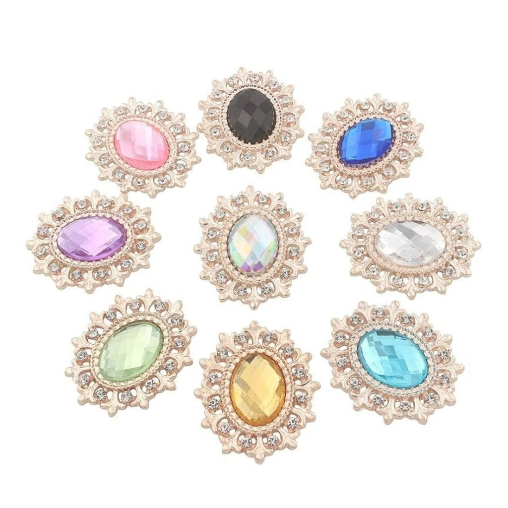 Rhinestone Acrylic Button 28x24mm Set 5pcs or 16pcs