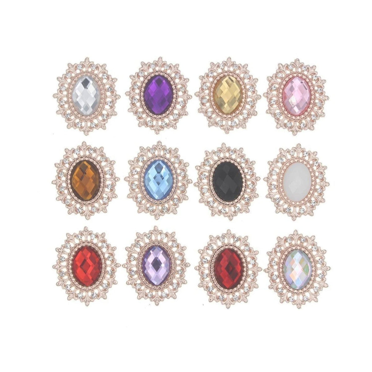 Rhinestone Acrylic Button 28x24mm Set 5pcs or 16pcs
