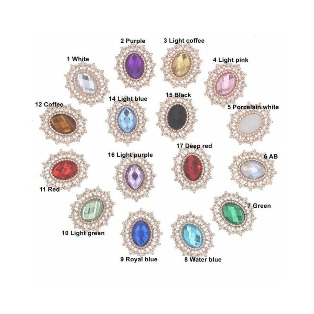 Rhinestone Acrylic Button 28x24mm Set 5pcs or 16pcs