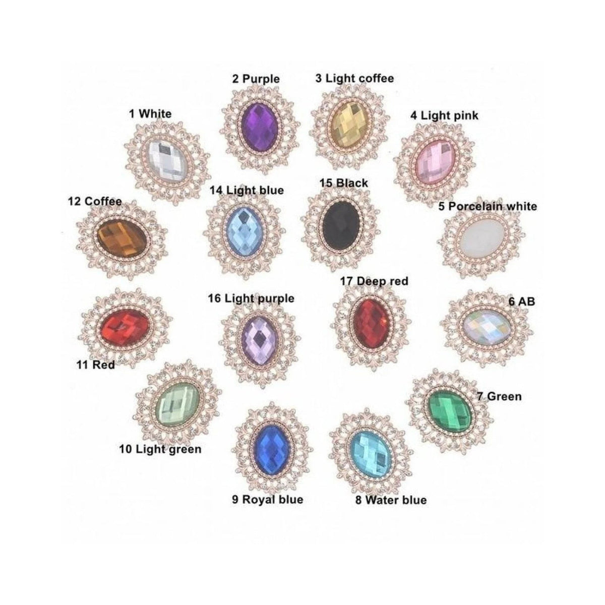 Rhinestone Acrylic Button 28x24mm Set 5pcs or 16pcs