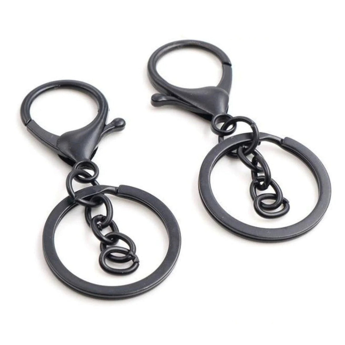 5pcs 30mm Key Ring with 70mm Plated Lobster Clasp – Black