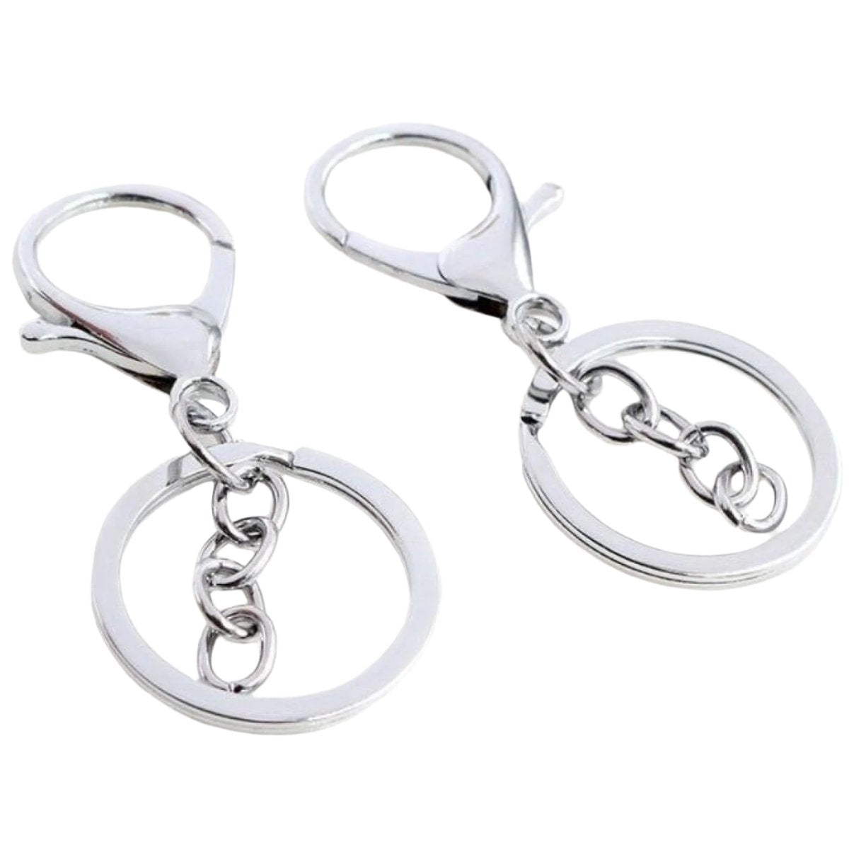 5pcs 30mm Key Ring with 70mm Plated Lobster Clasp – Chrome