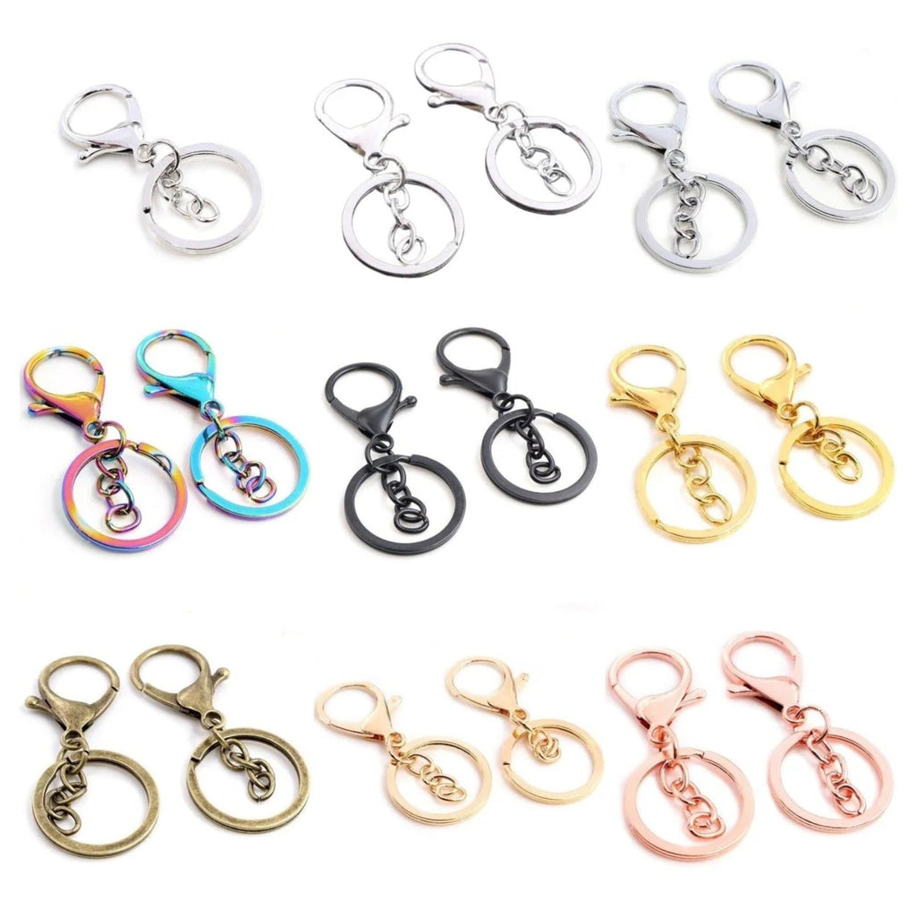 5pcs 30mm Key Ring with 70mm Plated Lobster Clasp
