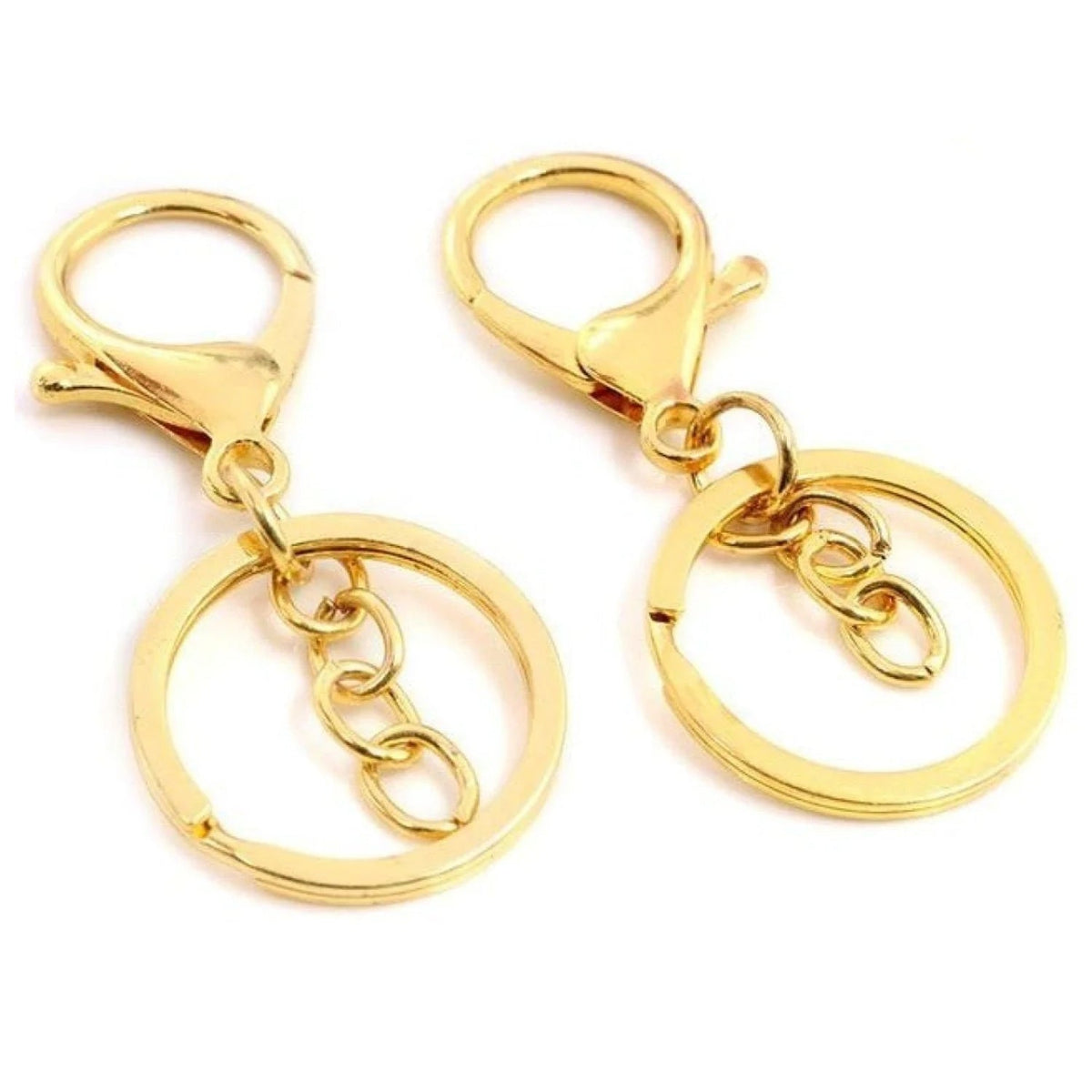 5pcs 30mm Key Ring with 70mm Plated Lobster Clasp – Gold