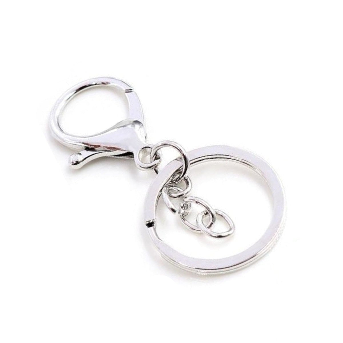 5pcs 30mm Key Ring with 70mm Plated Lobster Clasp – Rhodium