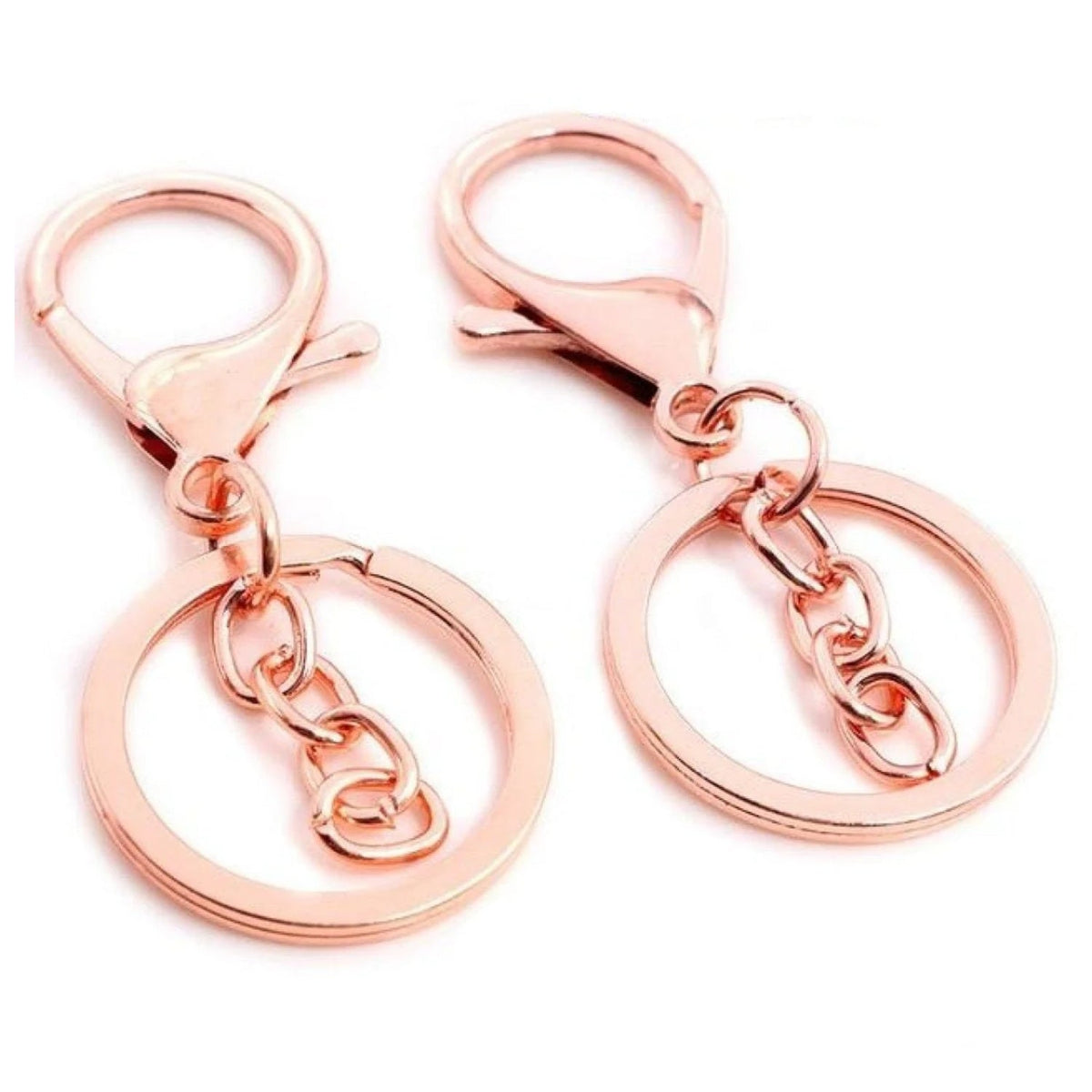 5pcs 30mm Key Ring with 70mm Plated Lobster Clasp – Rose Gold