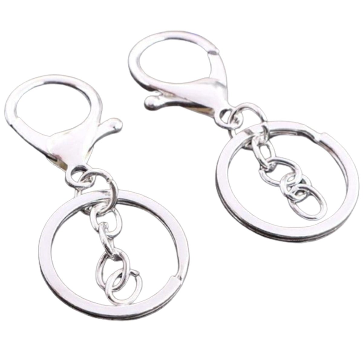 5pcs 30mm Key Ring with 70mm Plated Lobster Clasp – Silver
