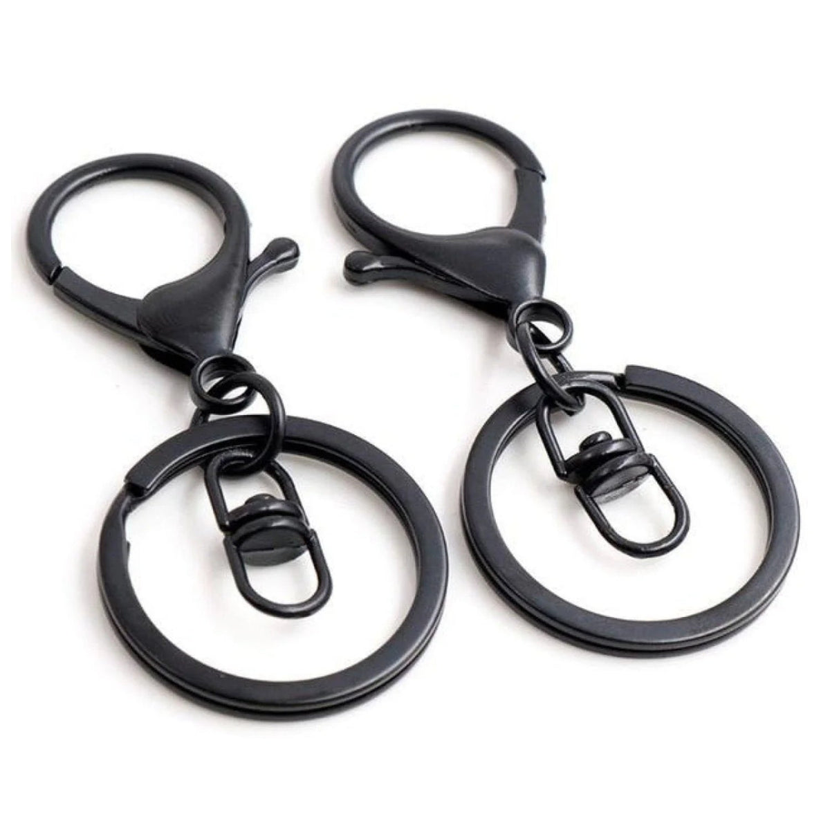 5pcs 30mm Key Ring with 70mm Swivel Loop Lobster Clasp – Black Swivel Loops