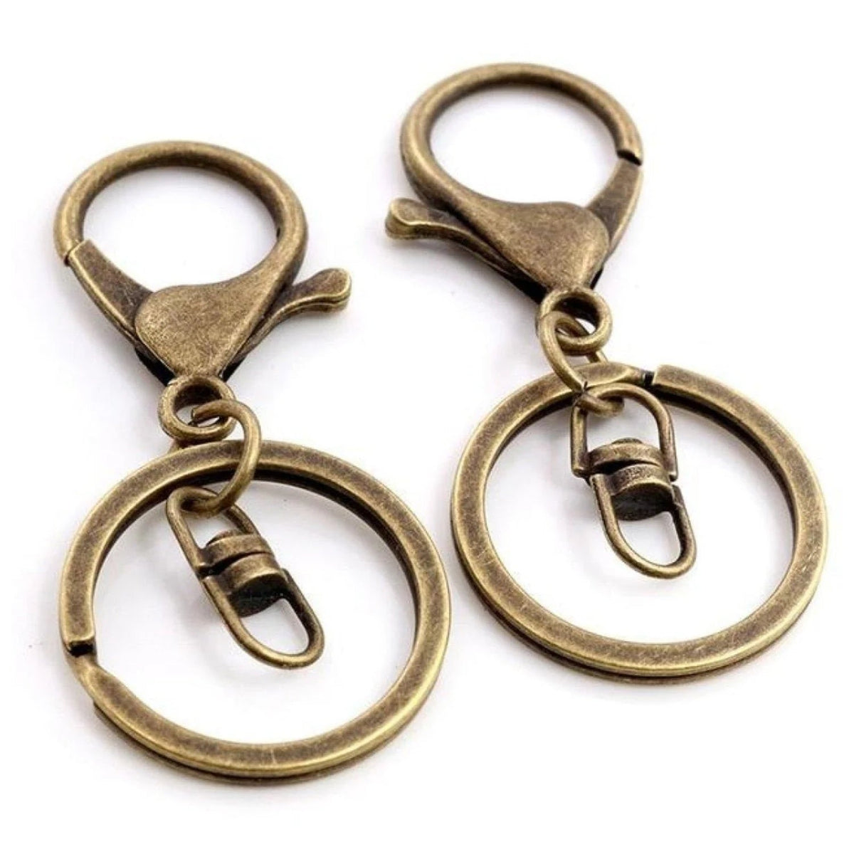 5pcs 30mm Key Ring with 70mm Swivel Loop Lobster Clasp – Bronze Swivel Loops