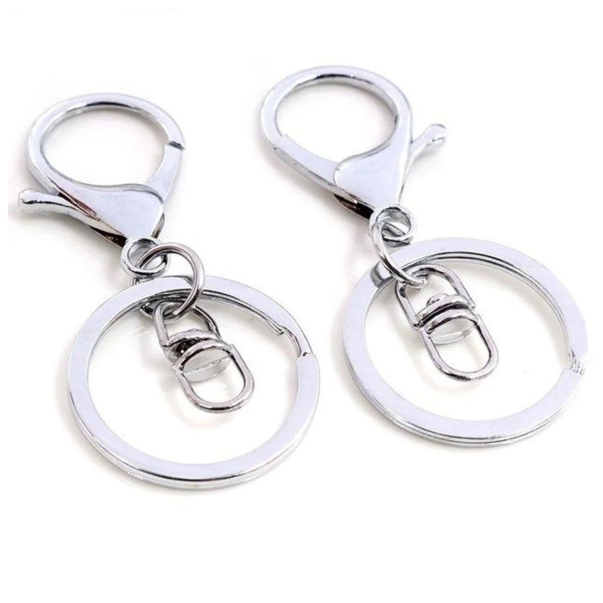 5pcs 30mm Key Ring with 70mm Swivel Loop Lobster Clasp – Chrome Swivel Loops