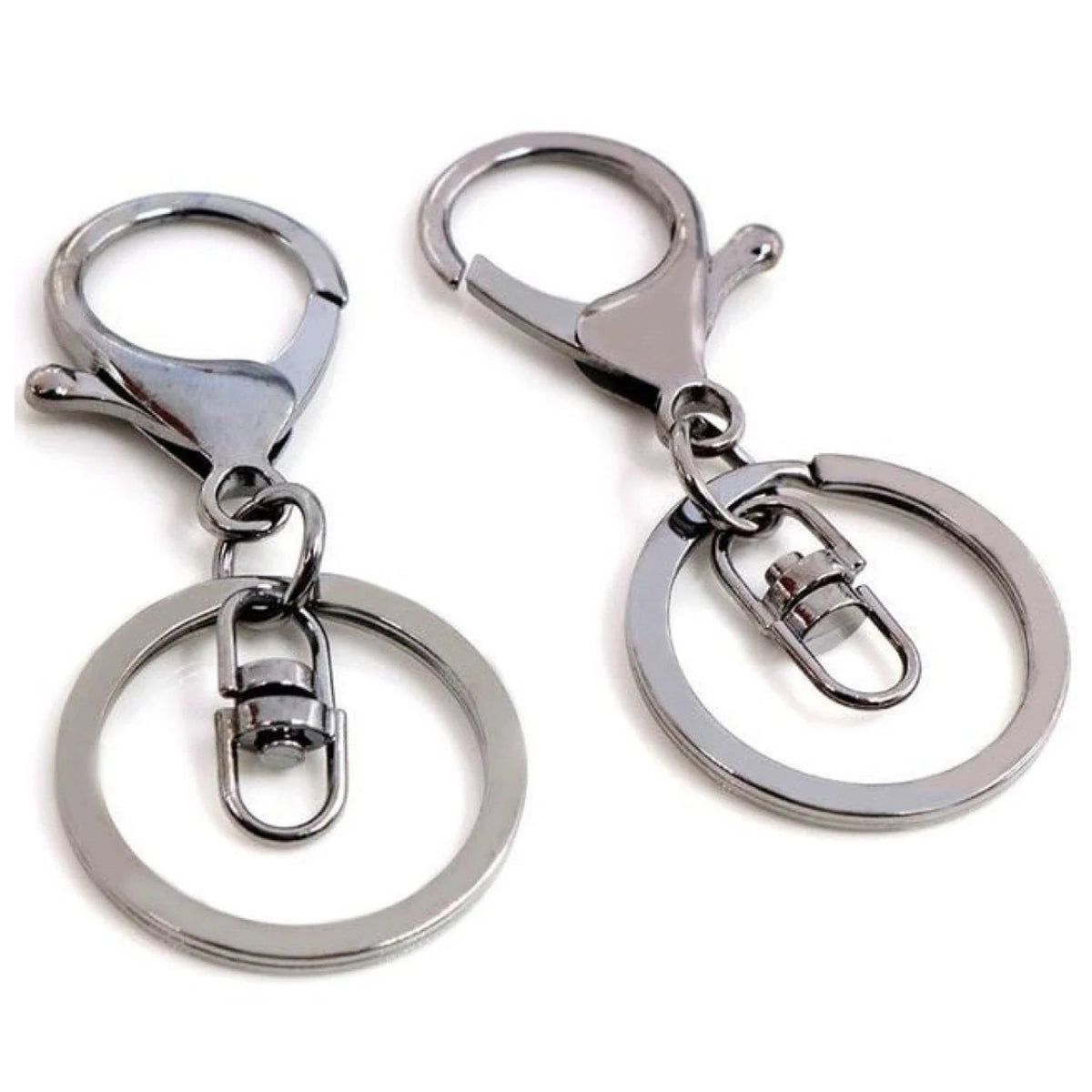 5pcs 30mm Key Ring with 70mm Swivel Loop Lobster Clasp – Gun Black Swivel Loops
