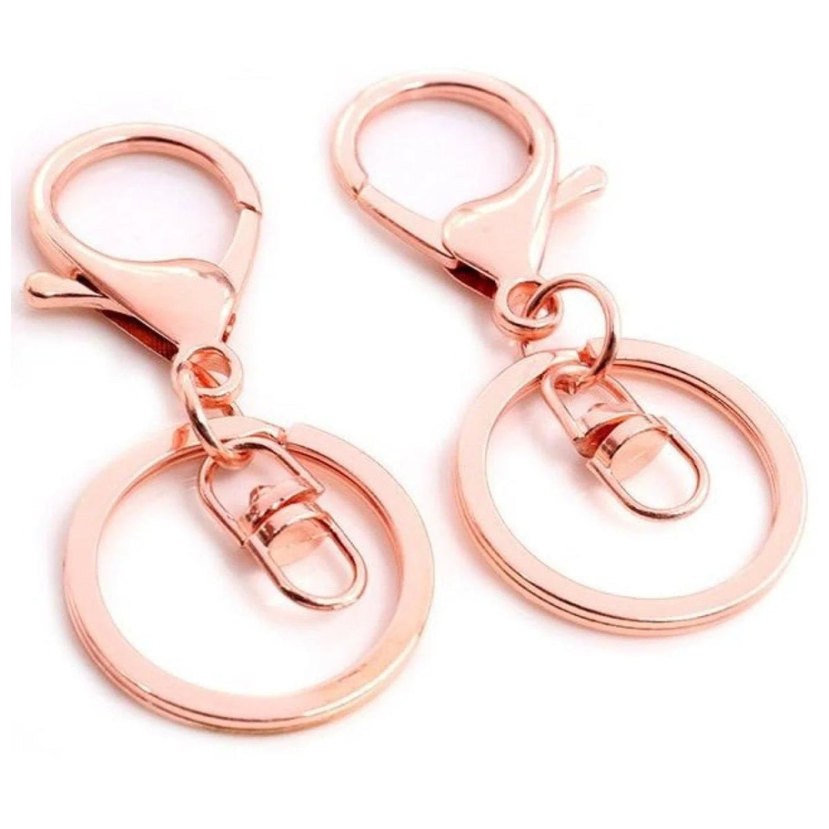 5pcs 30mm Key Ring with 70mm Swivel Loop Lobster Clasp – Rose Gold Swivel Loops
