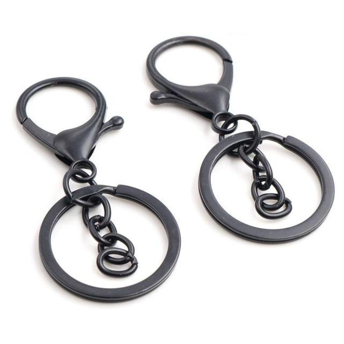5pcs 30mm Lobster Key Ring with 70mm Plated Clasp – Black Regular Chain