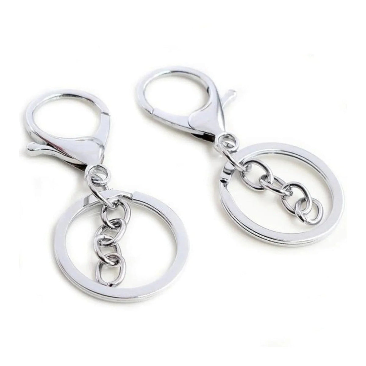 5pcs 30mm Lobster Key Ring with 70mm Plated Clasp – Chrome Swivel Loops, Chrome Regular Chain