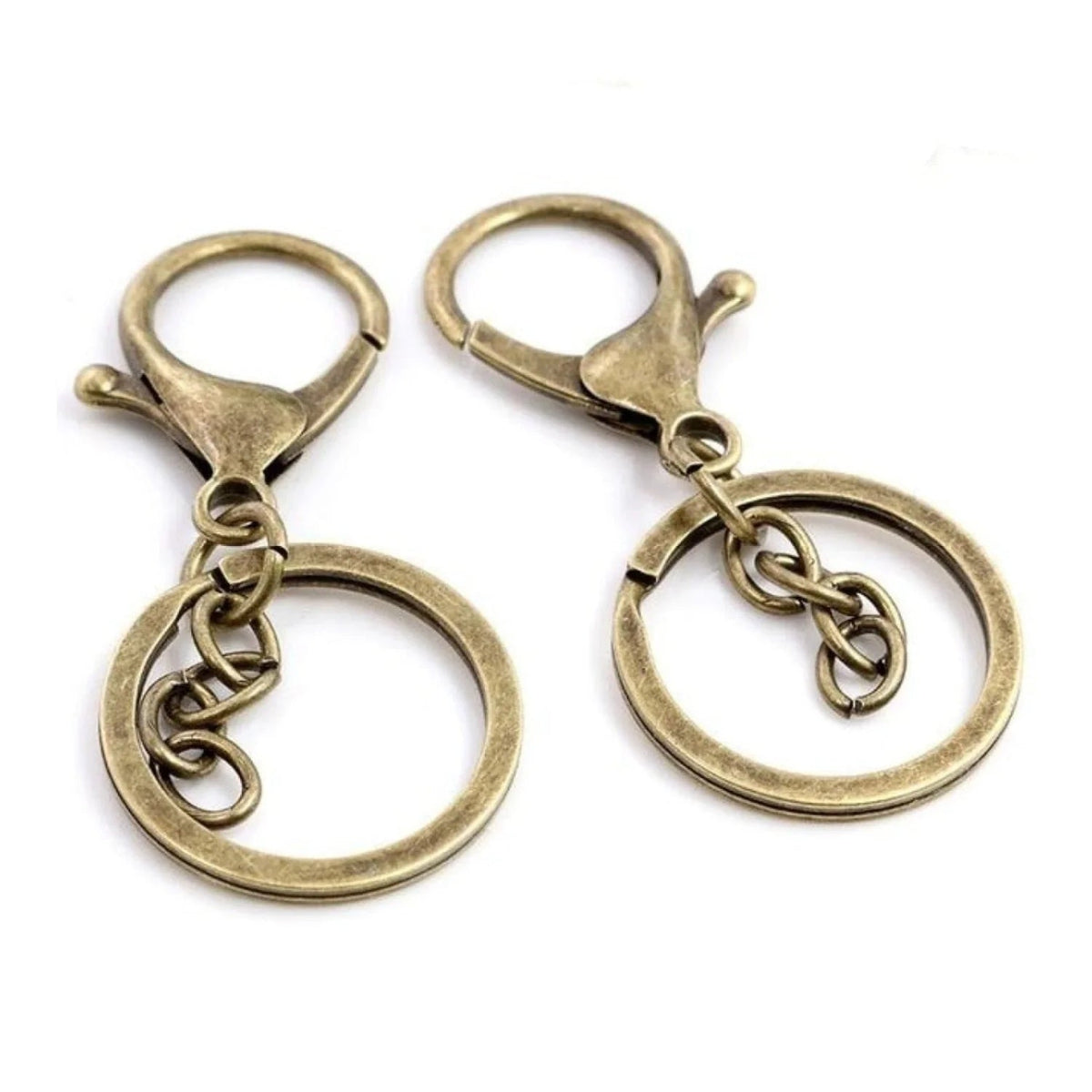5pcs 30mm Lobster Key Ring with 70mm Plated Clasp – Bronze Regular Chain