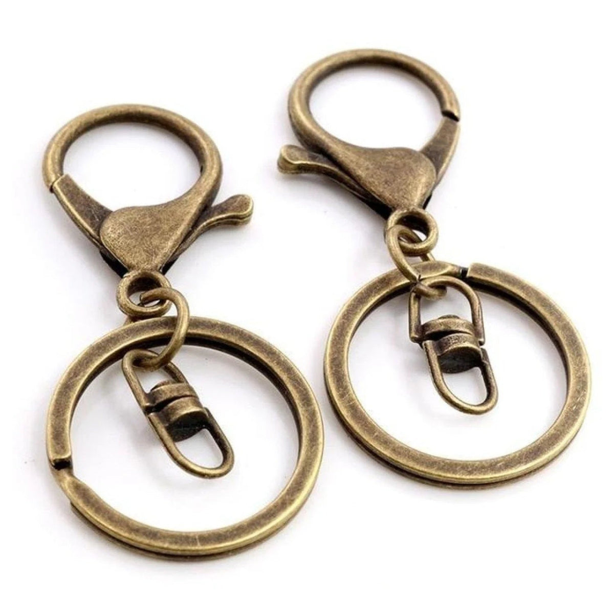 5pcs 30mm Lobster Key Ring with 70mm Plated Clasp – Bronze Swivel Loops