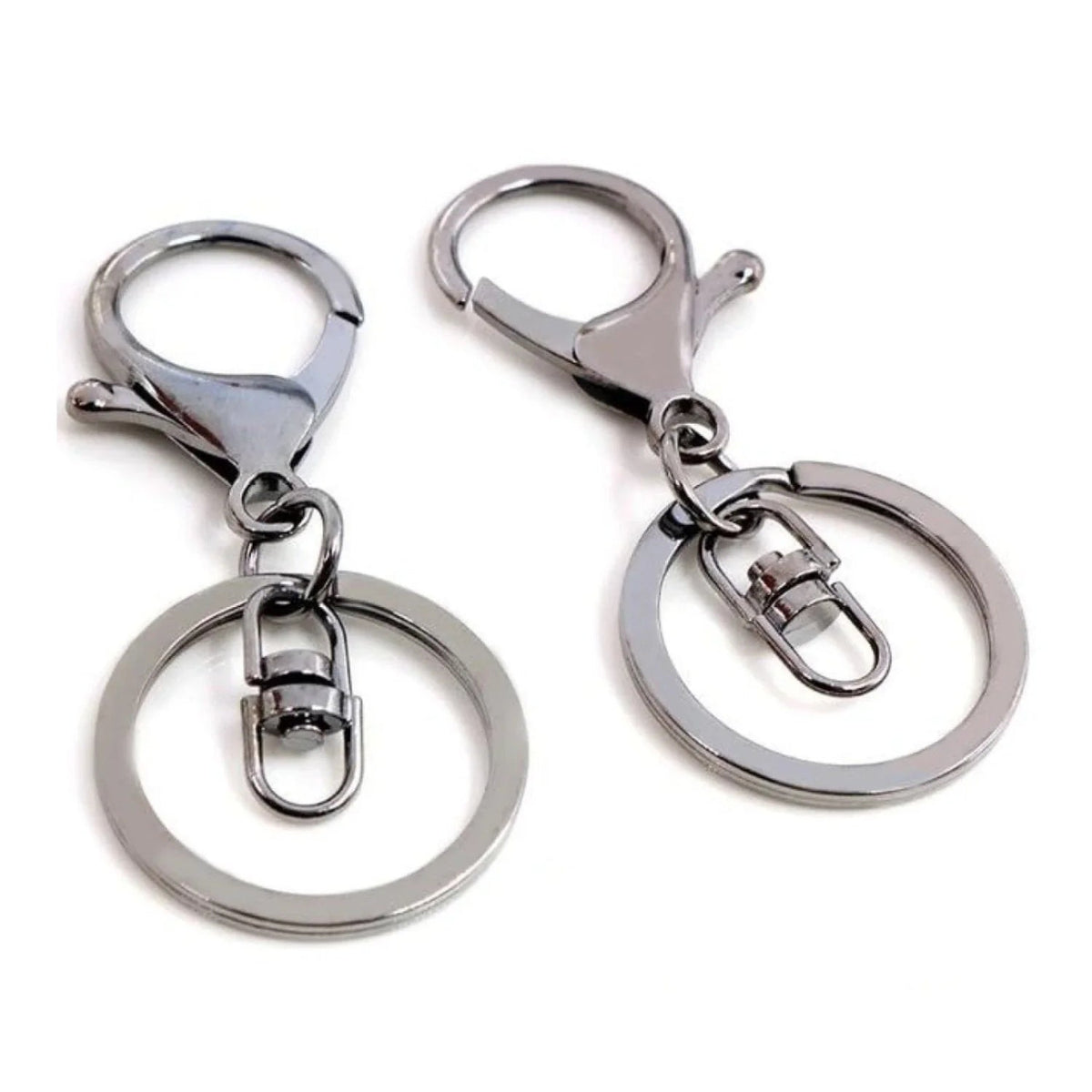 5pcs 30mm Lobster Key Ring with 70mm Plated Clasp – Gun Black Swivel Loops