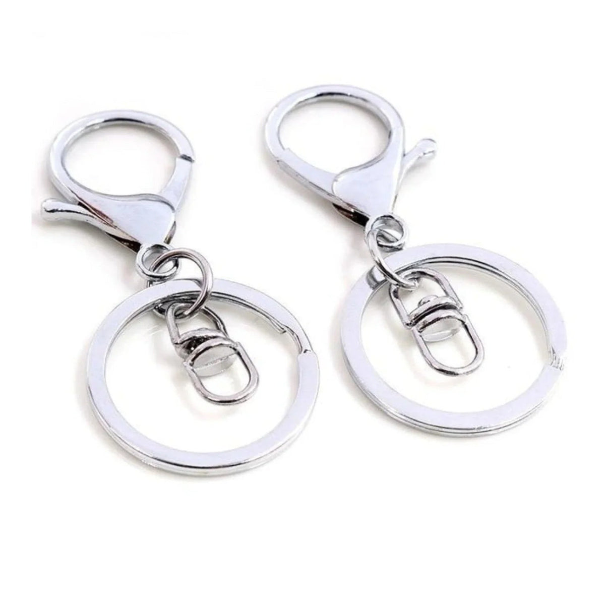 5pcs 30mm Lobster Key Ring with 70mm Plated Clasp – Rhodium Swivel Loops