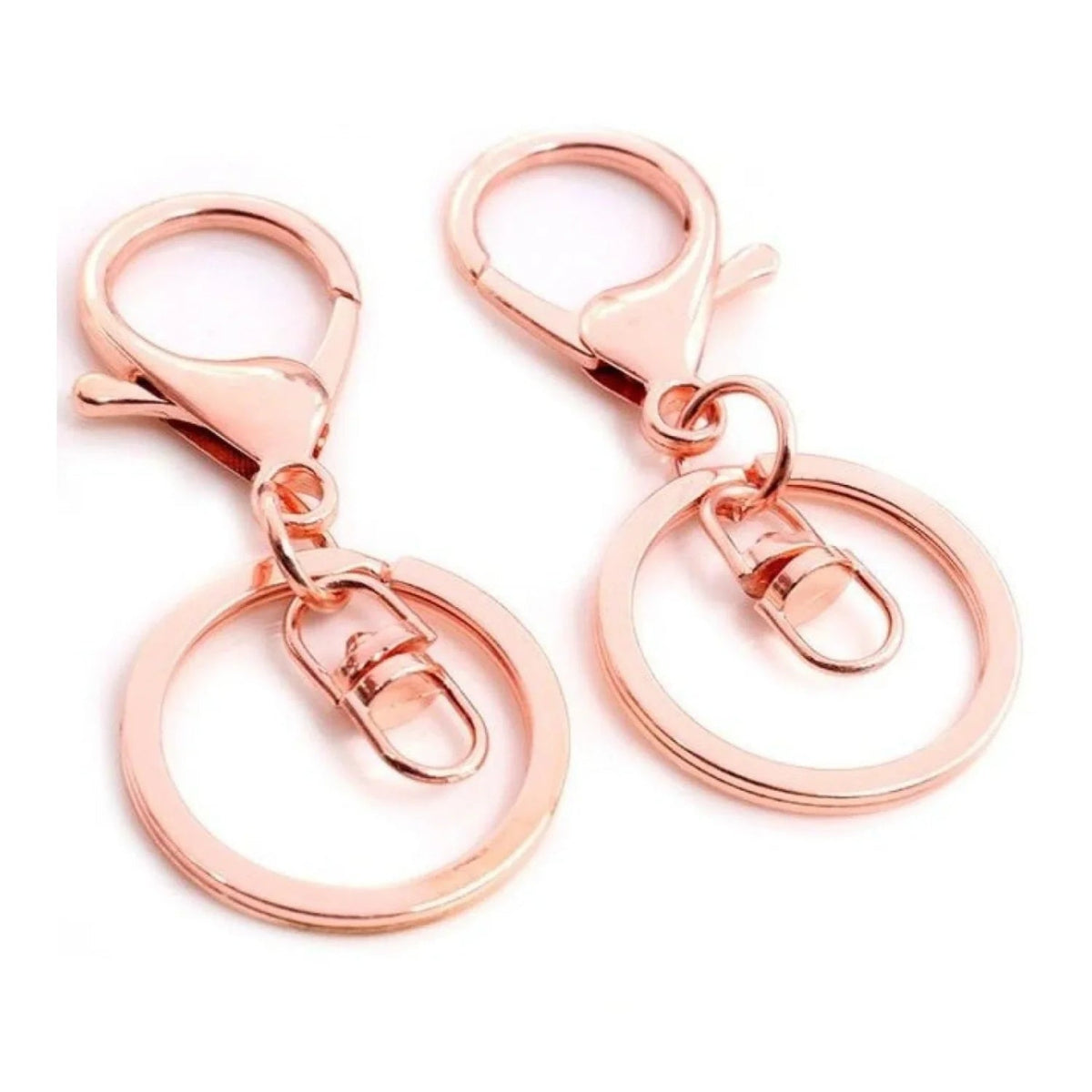 5pcs 30mm Lobster Key Ring with 70mm Plated Clasp – Rose Gold Swivel Loops