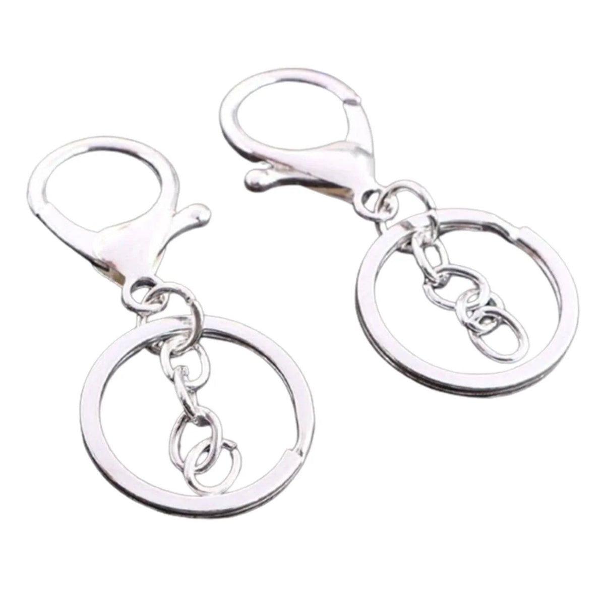 5pcs 30mm Lobster Key Ring with 70mm Plated Clasp – Silver Regular Chain