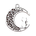 Moon Cat Charms Pendant 30x26mm Antique Silver – 5pcs