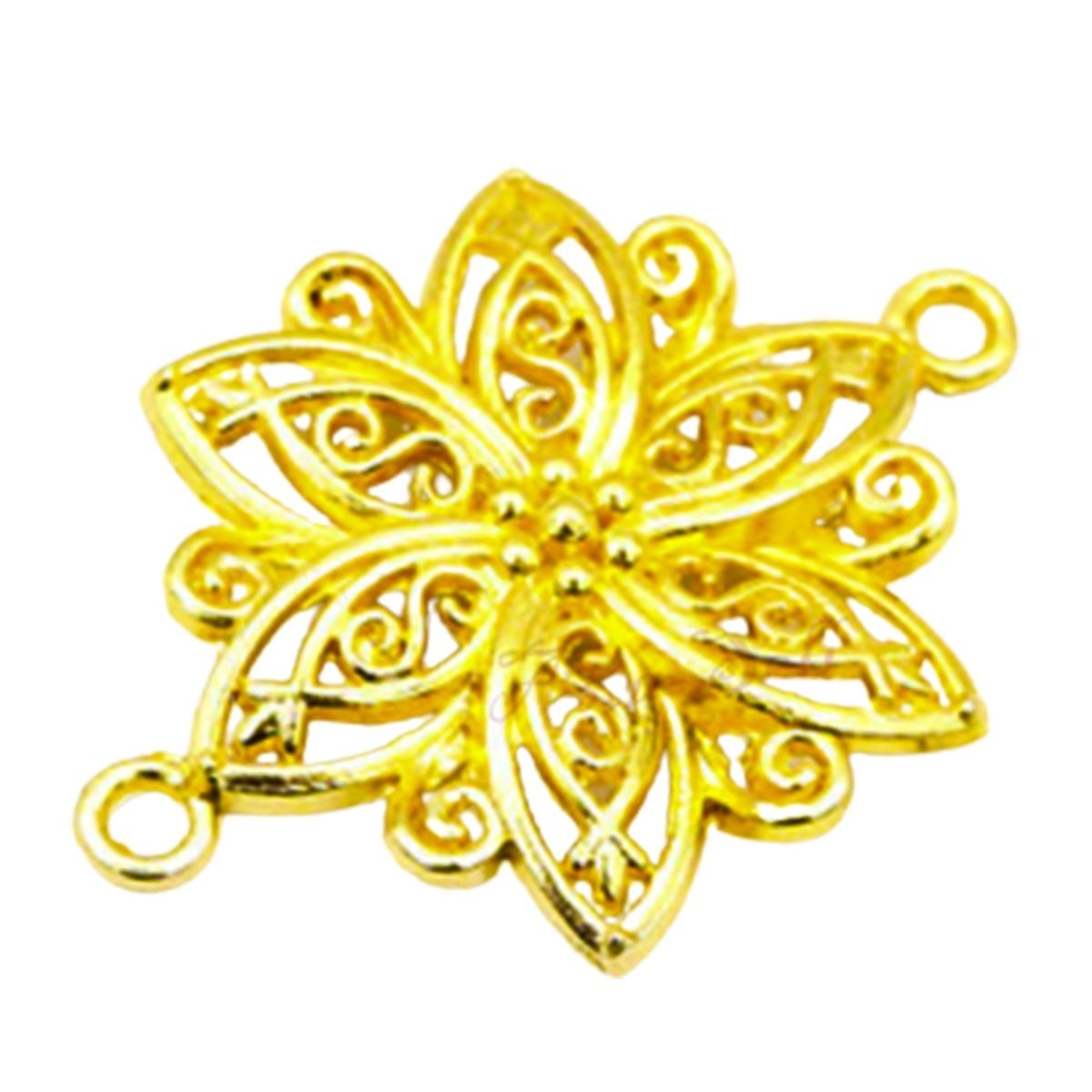 40x28mm Antique Bronze & Silver Plated Flower Charm Pendant – Antique Gold
