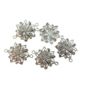 40x28mm Antique Bronze & Silver Plated Flower Charm Pendant – Antique Silver