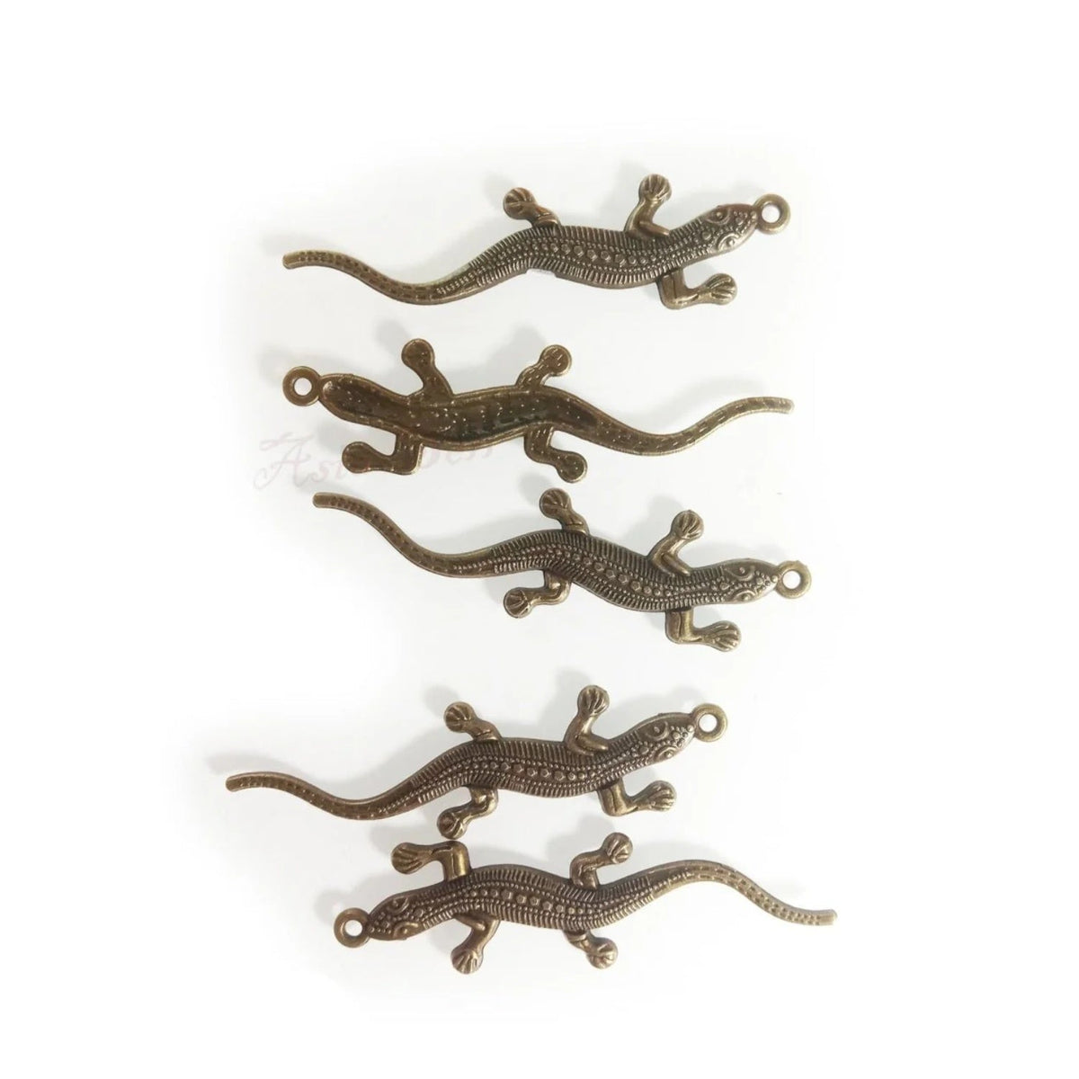 Gecko Pendant Charms 56x15mm 5pcs – Bronze