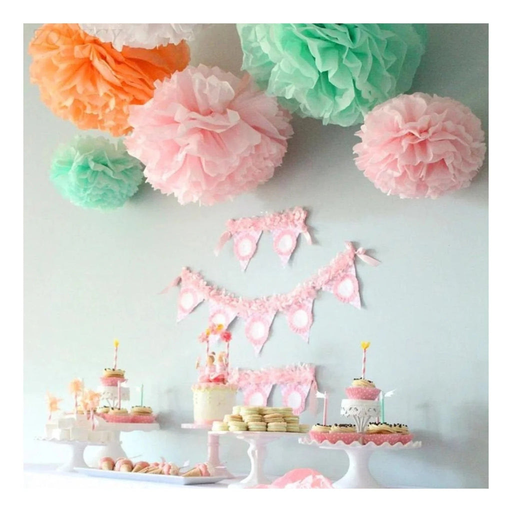 5pcs Tissue Paper Pom Poms 6-12in
