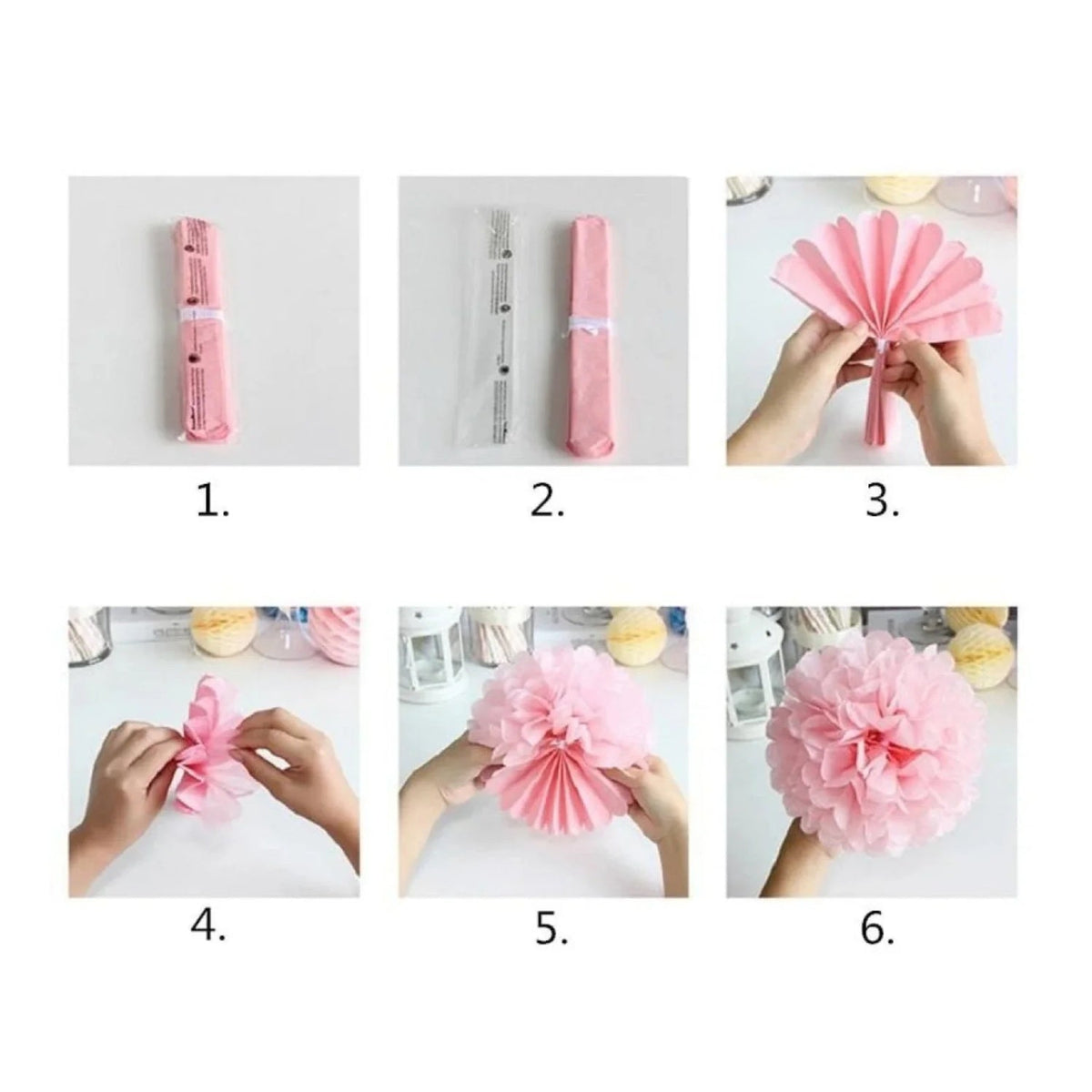 5pcs Tissue Paper Pom Poms 6-12in