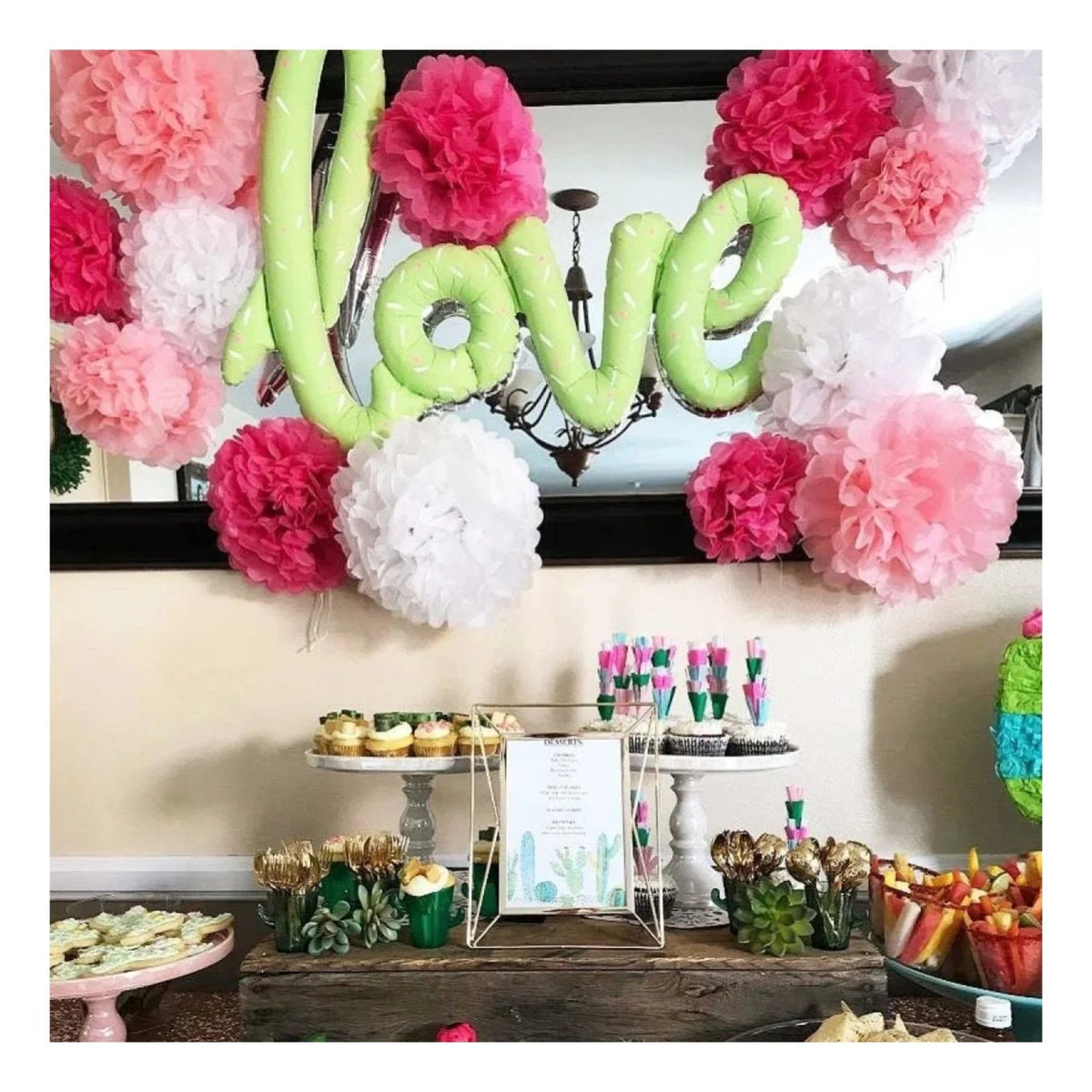 5pcs Tissue Paper Pom Poms 6-12in