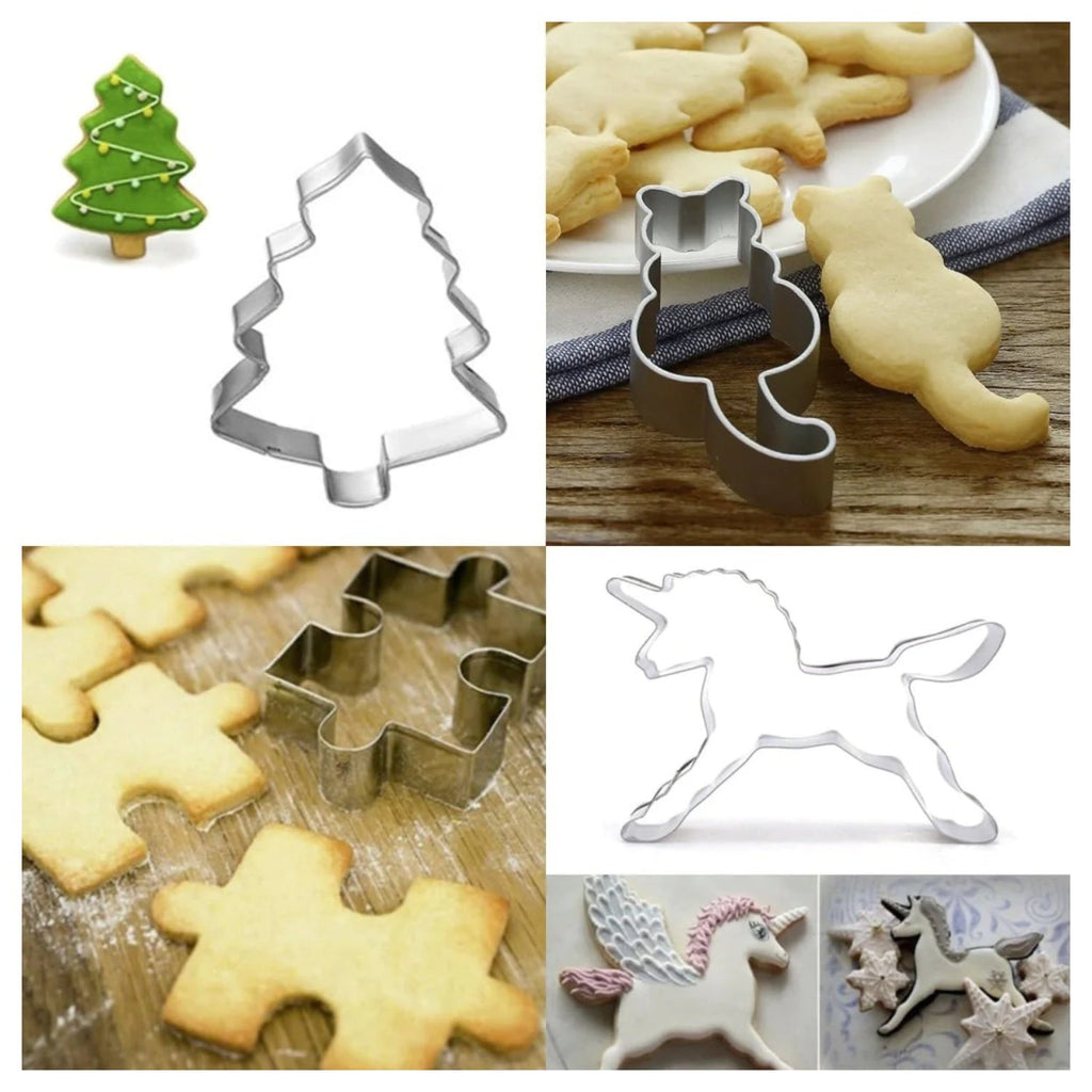 5pcs Aluminium Cookie Cutter Puzzle Piece Unicorn Cat Christmas Tree - Puzzle Piece - Asia Sell
