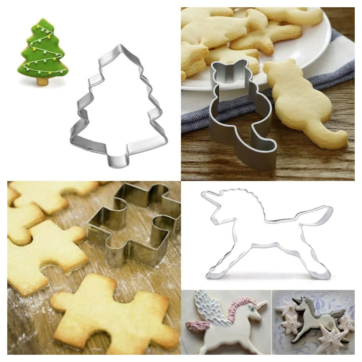 5pcs Aluminium Cookie Cutter Puzzle Piece Unicorn Cat Christmas Tree - Puzzle Piece - Asia Sell